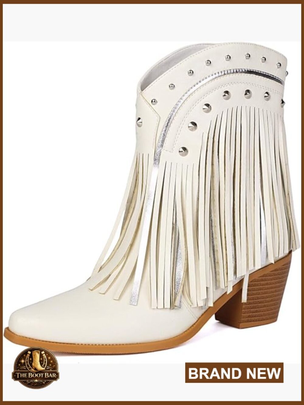 Western Ankle Cowgirl Boots Fringe Tassels Pointed Toe Block Heel